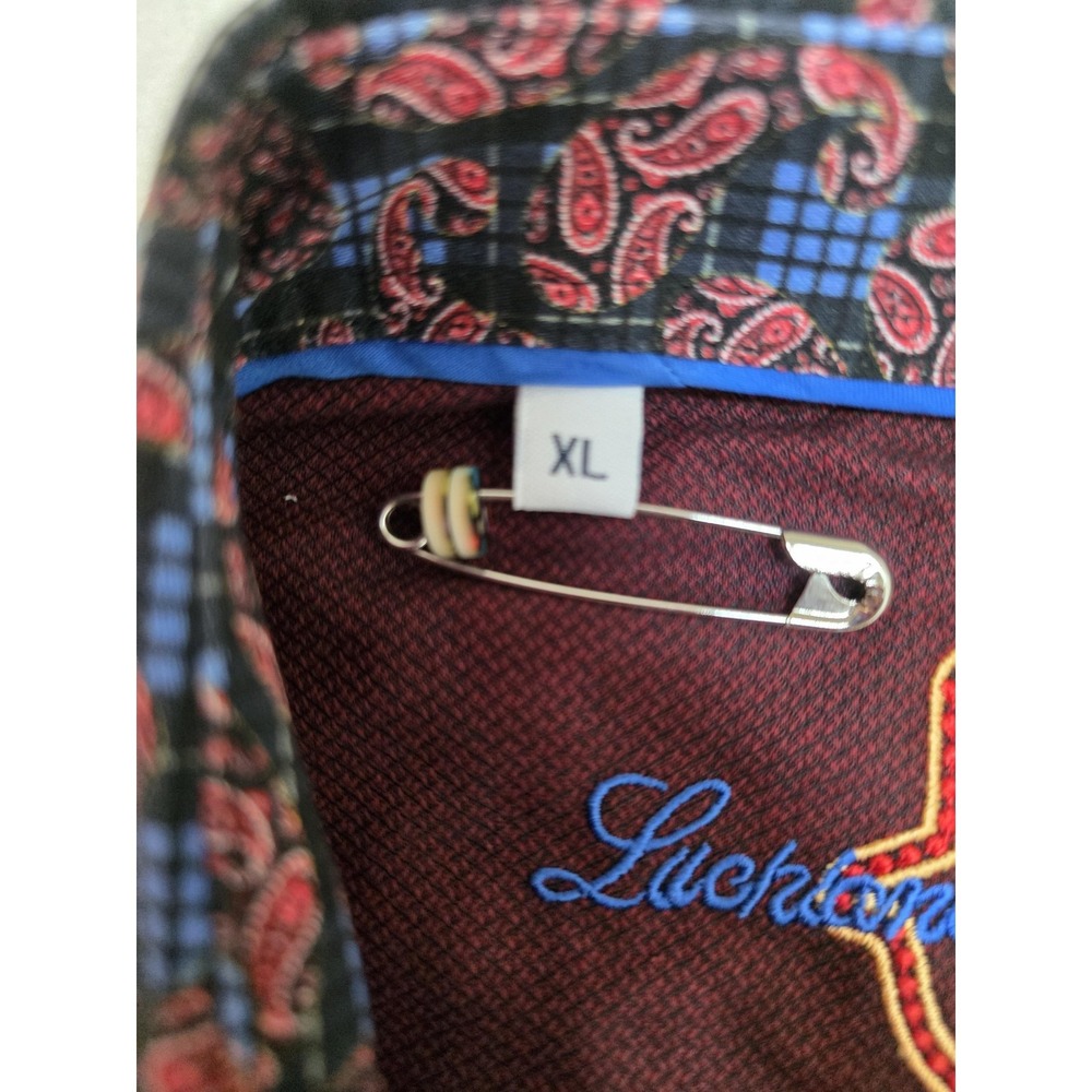 Luchiano Visconti Shirt Mens XL Multicolor Paisley Long Sleeve Button Stretch - Picture 4 of 14